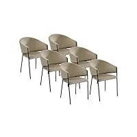 vente-unique pascal morabito - lot de 6 chaises avec accoudoirs en velours et métal noir - beige - ordida de pascal morabito