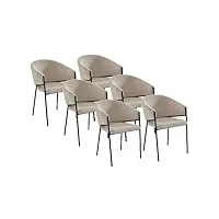 vente-unique pascal morabito - lot de 6 chaises avec accoudoirs en velours côtelé et métal noir - crème - ordida de pascal morabito