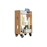nganoh bibliothèque à roulettes en bois massif, armoire de rangement de chevet simple pour chambre à coucher, chariot de bureau pour maison, bureau, salon