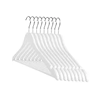 jago® cintres en bois - lot de 50, crochet pivotant à 360°, longueur 44,5 cm, avec barre antiglisse et encoches, blanc - porte-manteau pour pantalons, jupes, vestes, chemises