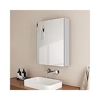 emke armoires de salle de bain avec miroir 50lx65hx14.5pcm, miroir salle de bain avec rangement, simple porte，stratifiés réglables（type1,blanc