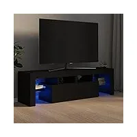 annlera meuble tv avec lumières led colorées noir 140x36,5x40 cm bois d'ingénierie moderne banc tv maison salon grand espace de rangement armoire multimédia meubles de chambre à coucher