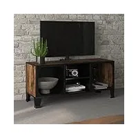 annlera meuble tv marron rustique 105x36x47 cm métal banc tv industrielle armoire multimédia maison salon espace de divertissement meubles de chambre à coucher facile à nettoyer installer