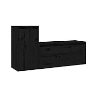 2x meubles tv en bois massif de pin maison intérieure chambre salon meuble hifi meuble tv en bois étagère meuble marron miel (noir)