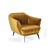 siblo fore fauteuil - fauteuil relax - fauteuil salon - fauteuil pieds métal - fauteuil lounge - fauteuils et chaises pour salon - fauteuil crapaud - fauteuil de relax - 97x96x82 cm - jaune