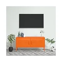garcan meuble tv, meuble tv, meuble tv, supports tv et centres multimédia, meubles de salon, meuble multimédia stéréo hifi 105x35x50 cm acier, blanc (orange)