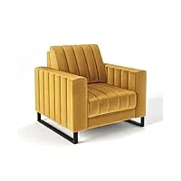 siblo mono fauteuil - fauteuil relax - fauteuil salon - fauteuil pieds métal - fauteuil lounge - fauteuils et chaises pour salon - fauteuil crapaud - fauteuil de relax - 93x92x86 cm - jaune