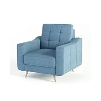 siblo toro fauteuil - fauteuil relax - fauteuil salon - pieds bois - fauteuil lounge - fauteuils et chaises pour salon - fauteuil crapaud - fauteuil de relax - 92x93x91 cm - bleu