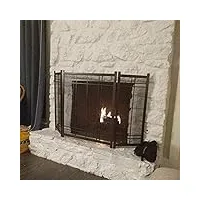 Écrans de cheminée extra larges à 3 panneaux en maille décorative, pare-étincelles en fer forgé noir pour poêle à bois/poêle/feu à gaz, 130 x 81 cm (couleur : noir) (noir) decoration