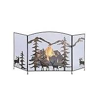 Écran de cheminée couverture d'écran de cheminée noire simple à 3 panneaux, pare-étincelles autoportant intérieur et extérieur pour bébé et animal de compagnie (couleur: noir) (noir) (marron)