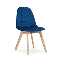 nmk home chaise velour salle a manger - chaise de cuisine avec un rembourrage de siège doux et des pieds en bois naturel stables - design Élégant pour un aménagement contemporain