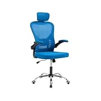 chaise de bureau en maille avec appui-tête réglable haut dossier chaise d'ordinateur pivotante, couleurs au choix, 52 x 50 x (113-123) cm (bleu)