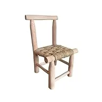 home maison chaise enfant style japandi, bois de laurier brut, 45 x 25 x 25 cm