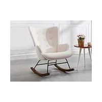 vente-unique - fauteuil à bascule en tissu chiné beige elmina ii