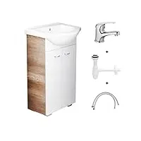 deftrans domodomo - armoire de salle de bain avec lavabo - 80 x 50 x 26 cm - blanc - en céramique - meuble sur pied pour petite salle de bain