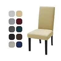 ystellaa housse de chaise 6 pièces, housse chaise extensible, housse chaise salle a manger, couvre chaise, housse de chais bouclette, protege chaise salle manger, nettoyage facile, gris argent