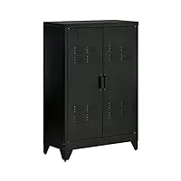 homcom armoire de rangement métal garde-robe caisson de dossier armoire bureau sur pied style industriel - 2 étagères - noir