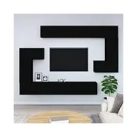 talcus home & garden meuble tv mural en bois noir