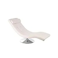 mondo viro fauteuil chaise longue pivotant en simili cuir stones "sleeper" avec jambe en métal cm 180x60 90h (blanc)