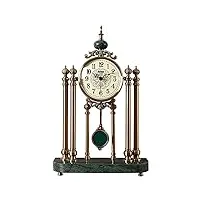 temkin horloge de cheminée, horloges à pendule, horloge de table silencieuse avec base en marbre, horloge de bureau en métal, pour salon, cuisine, bureau et décoration de la mai
