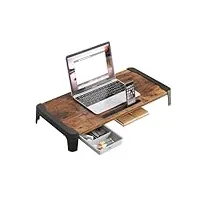 table de lit, support pour ordinateur portable, plateau de service petit-déjeuner, avec tablette et pieds réglables, pour écran jusqu'à 15,6 pouces, canapé brun rustique(60 * 24 * 9cm)