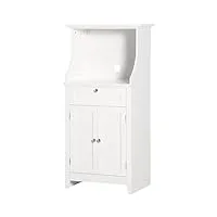 homcom meuble micro-ondes armoire de cuisine avec 1 tiroir, 2 portes 60 x 40 x 122,5 cm - blanc