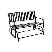 banc de jardin banc banc de jardin noir chaise à bascule d'extérieur en fer forgé chaise à bascule de patio pour 2 personnes, banc de porche meubles de loisirs de jardin banc de jardin extérieur