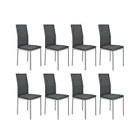 belfoyer chaises de salle à manger en simili lot de 8, polyester métal microfibre (gris)