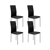 belfoyer chaises de salle à manger en simili lot de 4, polyester métal microfibre (noir)