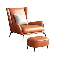 uzspac fauteuil avec repose pied fauteuil confortable relaxation fauteuil de lecture chaise avec accoudoirs cuir microfibre support métallique