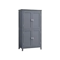 vasagle armoire de salle de bain, meuble de rangement, placard de cuisine avec 4 portes, Étagères réglables, 30 x 60 x 110 cm, gris ardoise bbc552g01