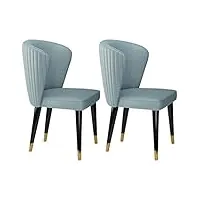 esentl chaises de salle à manger modernes en cuir microfibre, ensemble de 2 chaises de salon de cuisine, pieds en bois massif de frêne, chaise de réception (couleur : bleu clair)