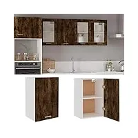 toshilian meuble haut de cuisine, armoire de cuisine murale élément haut armoire suspendue chêne fumé 39,5x31x60 cm bois d'ingénierie