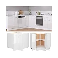 toshilian meuble bas de cuisine, armoire de cuisine armoire d'angle blanc brillant 75,5x75,5x80,5 cm aggloméré