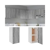toshilian meuble haut de cuisine, armoire de cuisine murale élément haut armoire suspendue sonoma gris 29,5x31x60 cm bois d'ingénierie