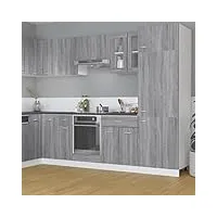 toshilian meuble haut de cuisine, armoire de cuisine murale élément haut armoire vitrée suspendue sonoma gris 60x31x60cm bois ingénierie