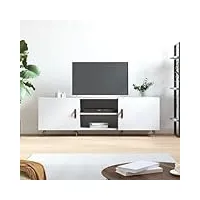 barash meuble tv blanc 150x30x50 cm bois d'ingénierie,meuble tv haut,table television salon,meuble télé haut