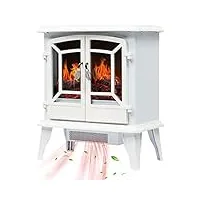 chauffage électrique portable, cheminée électrique autoportante avec effet de flamme de feu à bois led réaliste