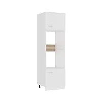 barash armoire à micro-ondes blanc 60x57x207 cm aggloméré,meuble four et micro ondes,olonne four encastrable