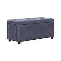 helloshop26 banquette pouf tabouret meuble pouf de rangement 87 cm gris synthétique daim 3002129