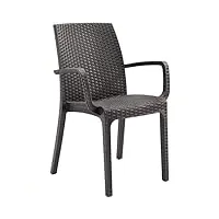 sicignano - fauteuil avec accoudoirs - chaise avec accoudoirs - fauteuil indiana - marron - empilable - chaise plastique - intérieur extérieur jardin - 59 x 57 x 86 cm - 1 pièce