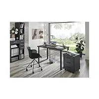 pegane meuble de bureau + caisson à 3 tiroirs coloris noir - longueur 120 x hauteur 75 x profondeur 70 cm