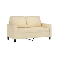 vidaxl canapé à 2 places, sofa de salon avec accoudoirs et oreillers de dossier, meuble de salle de séjour intérieur, moderne, crème tissu