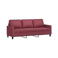 vidaxl canapé à 3 places, sofa de salon avec accoudoirs et oreillers de dossier, meuble de salle de séjour intérieur, moderne, rouge bordeaux tissu