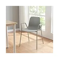 [en.casa] chaise de salle à manger avec accoudoirs chaise style intemporel pour salon cuisine bureau capacité 130 kg plastique métal 80 x 58 x 52 cm gris clair