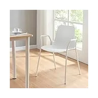 [en.casa] chaise de salle à manger avec accoudoirs chaise style intemporel pour salon cuisine bureau capacité 130 kg plastique métal 80 x 58 x 52 cm blanc