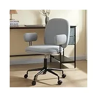 [en.casa] chaise de bureau avec accoudoirs fauteuil pivotant à 360° siège confort avec roulettes capacité 130 kg hauteur d'assise 50-60 cm métal polyester gris clair