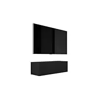 3e 3xe living.com meuble tv suspendu, d: l: 100 cm, h : 34 cm, p : 32 cm. rangement tv, meuble tv mural, table tv, meuble television, noir mat
