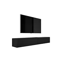 3e 3xe living.com meuble tv suspendu, d: l: 2 x 100 cm, h : 34 cm, p : 32 cm. rangement tv, meuble tv mural, table tv, meuble television, noir mat