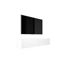 3e 3xe living.com meuble tv suspendu, d: l: 170 cm, h : 34 cm, p : 32 cm. rangement tv, meuble tv mural, table tv, meuble television, blanc mat